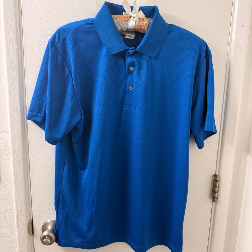 PGA TOUR Men Short Sleeve Polo Shirt M Blue Black Performance Fabric